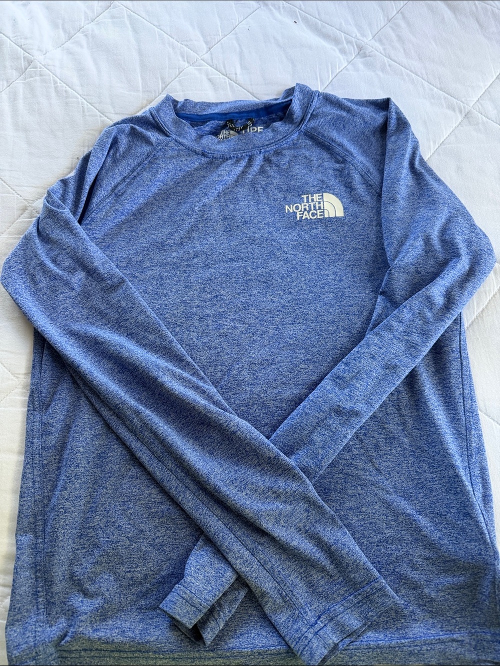 The North Face Men's Long Sleeve Heather Blue Crew Tee